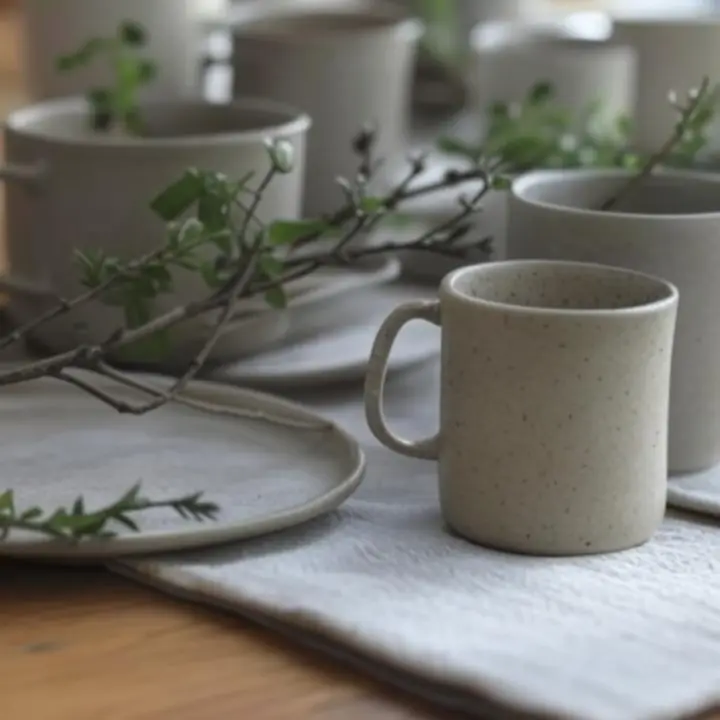 Stół nakryty elegancką zastawą w kremowo-zielonej palecie