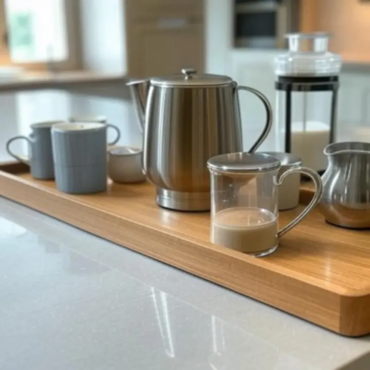 Zestaw akcesoriów do kawy i herbaty ustawionych na stole